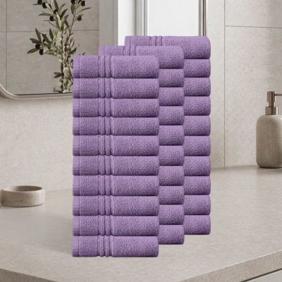 Ensemble de serviettes de salle de bain 100% coton 100% coton zéro torsion Robbs Home Weavers Robbin, 13 po x 13 po (30) (30 serviettes de toilette), mauve