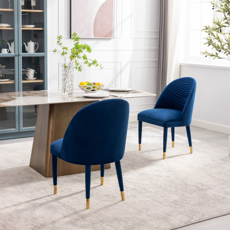 Chaise d'appoint en velours Zacaras, Velours bleu marine