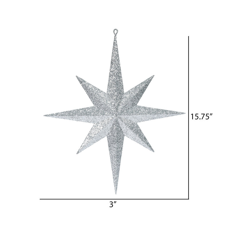 Ornement étoile de Bethléem scintillant, H 12 po x l 12 po x P 2 po, Argent