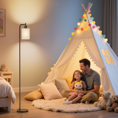 Lampe sur pied avec abat-jour en lin, grande lampe sur pied à intensité variable avec télécommande et 3 températures de couleur, lampes sur pied modernes pour le salon, le coin bureau, l'ampoule DEL 9 W incluse