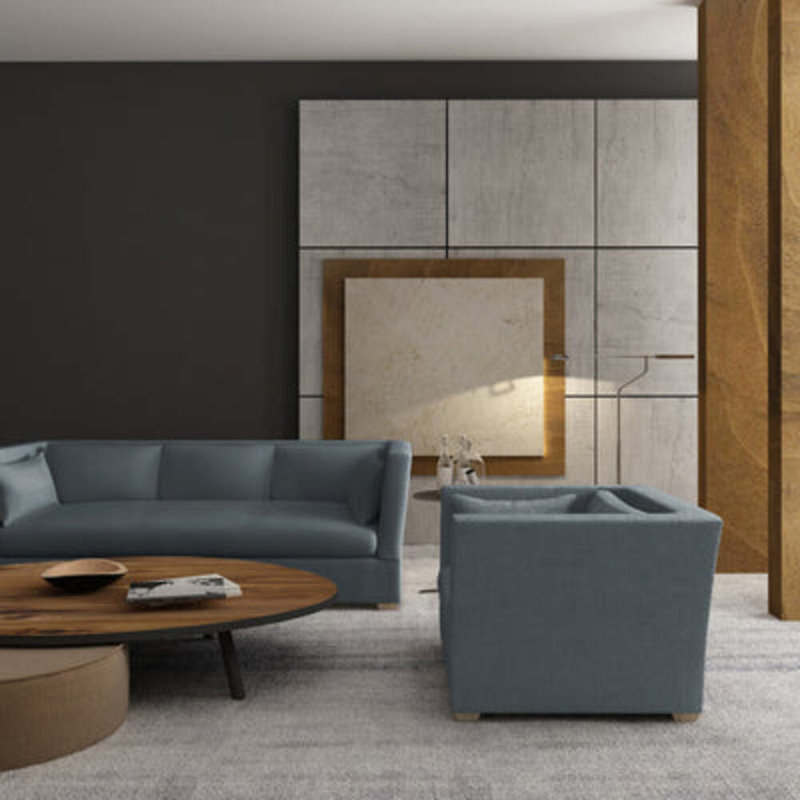 Rivington Flare Square Track-Arm Sofa, 31" H x 96" W x 37" D, Box Weave Linen Haze, Weathered