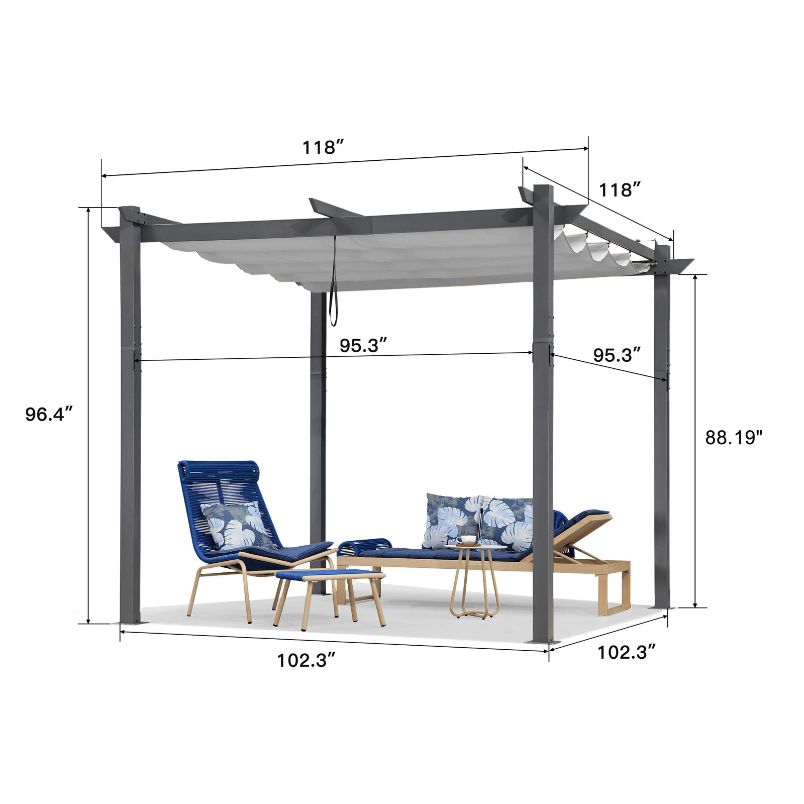Purple Leaf Pergola with Canopy, White