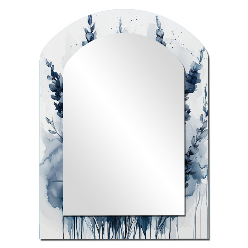 Fauvisme bleu lavande Silence - miroir mural asymétrique lavande unique, miroir arqué traditionnel, impression sur métal