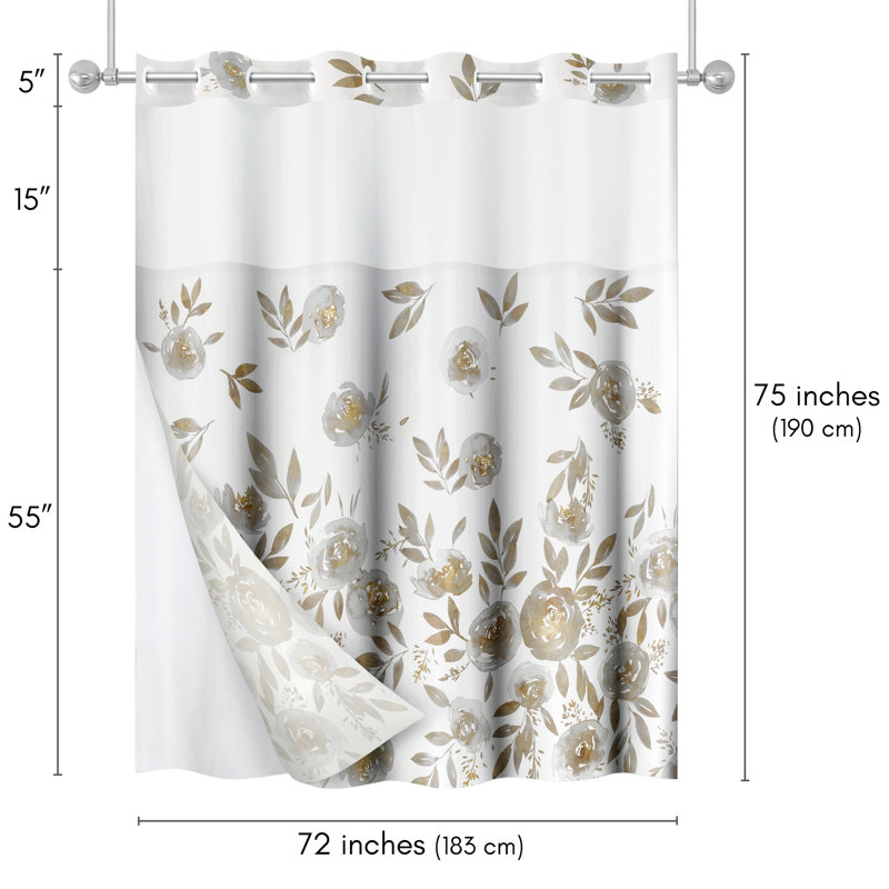 Rideau de douche 72X75 sans crochets - 100% polyester