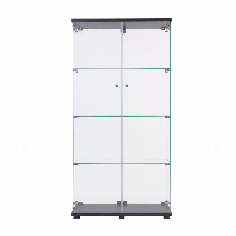Armoire vitrée à deux portes avec 4 tablettes, Noir