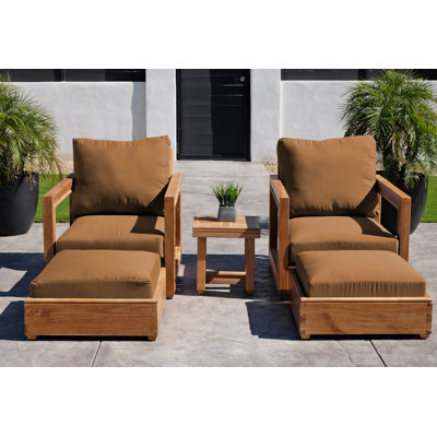 Ensemble de conversation en teck avec coussins Sunbrella 5 pièces Crelake