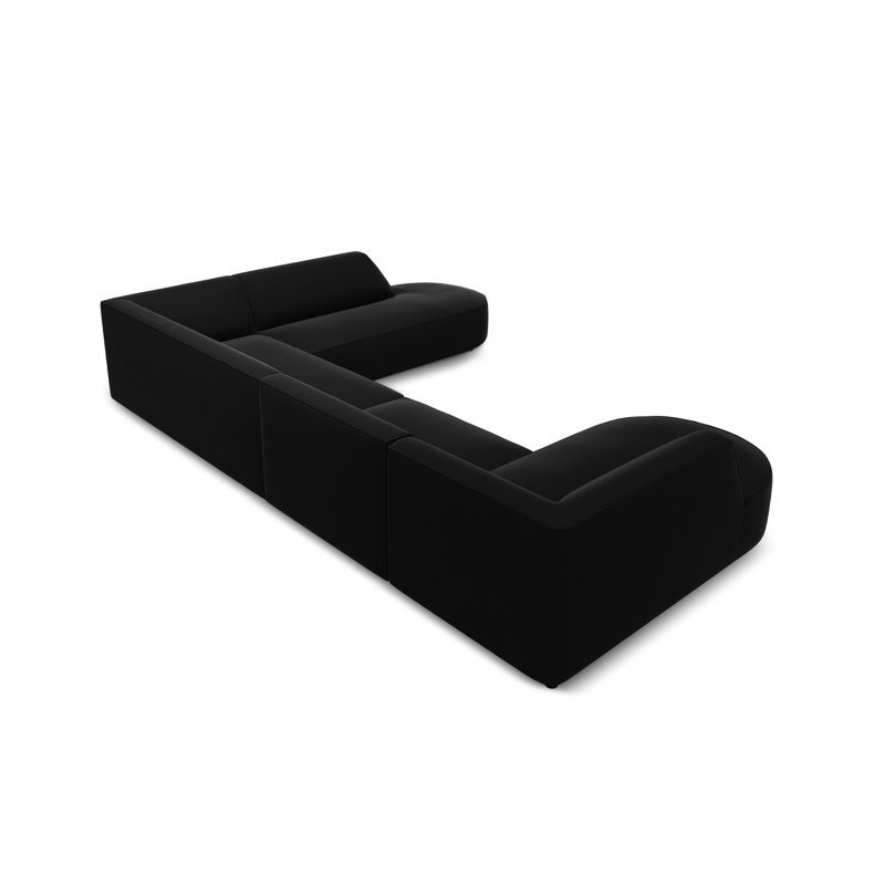 Adoraim 6 Seater Velvet Large Corner Sofa , Right Hand Facing, Black