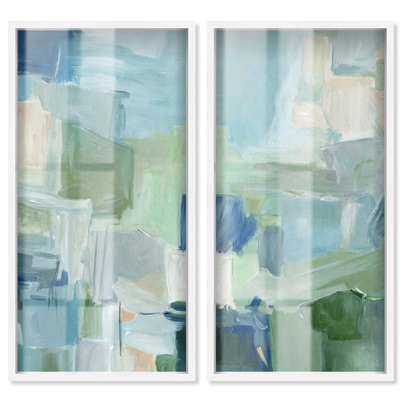 Still Layers II - Ira Colmeva Okehampton, grand ensemble de 2 boîtes-cadres par Art Remedy, cadre blanc, 22 x 44