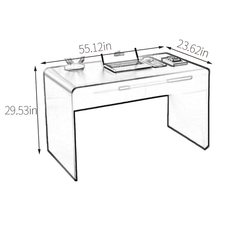 Bureau d'ordinateur Goodlow, Noir, H 29,53 po x l 55,12 po x P 23,62 po