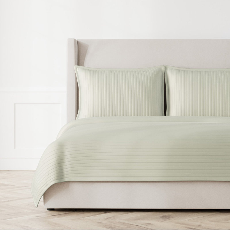 Charmeuse Channel Quilt Coverlet, King Coverlet, Frost