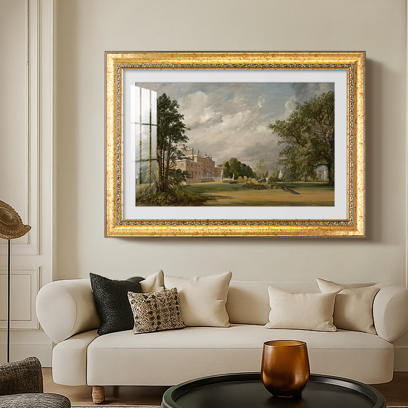 Malvern Hall, 1821-John Constable-Custom Framed Canvas, Yes, Tuscan Gold Leaf (or Mottled Gold Acanthus), 30X42