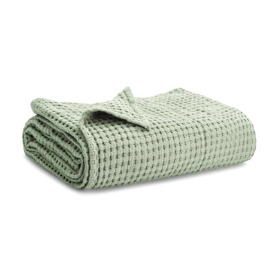  100% Cotton Waffle Weave Blanket Breathable Skin-Friendly Soft Lightweight Blankets - Perfect Warm Textured Blanket Layer - Size for Couch Bed & Sofa