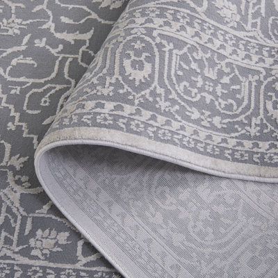 Calidia Floral Light Gray/Cream Area Rug
