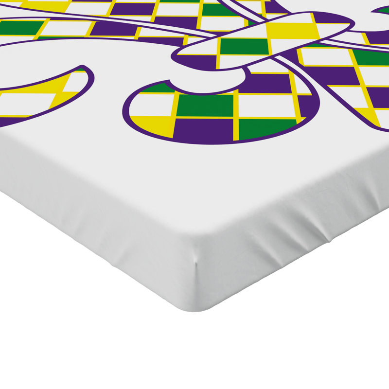 Ensemble de 2 drap-housse Ambesonne Mardi Gras Lily - mauve / vert / jaune, Twin Fitted Sheet