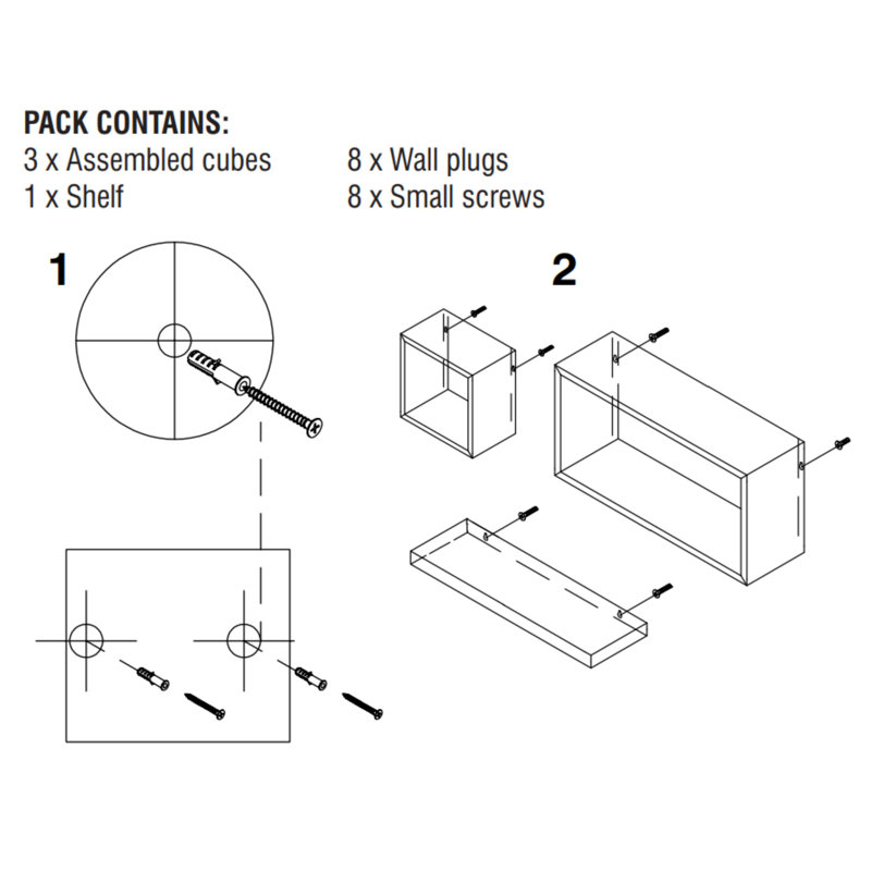 Recessed Wall Shelf, 4 Piece Wall Shelf Kit, White