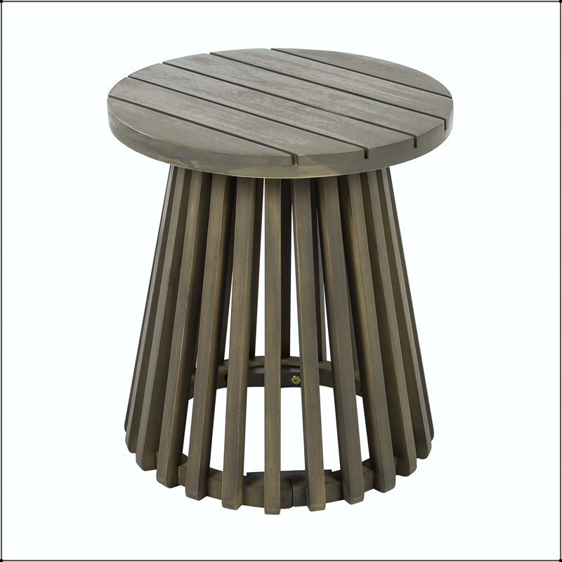 Table d'appoint d'extérieur pour terrasse en bois d'acacia - Finition grise