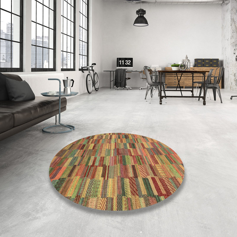 Tapis abstrait à motif abstrait moderne 4010, Rond 5 pi