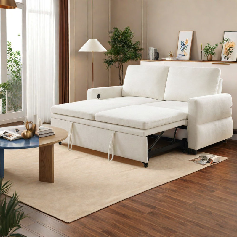 Canapé convertible ajustable, causeuse compacte en chenille pour maison moderne