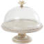 Mango wood cake stand with glass dome
