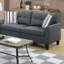 Modern Living Space - 2 pièces en polyfibre gris anthracite brillant, structure en pin massif, base en contreplaqué, dossier rembourré, coussins à rayures, pieds en bois en polyfibre contemporain, pour la décoration de la pièce