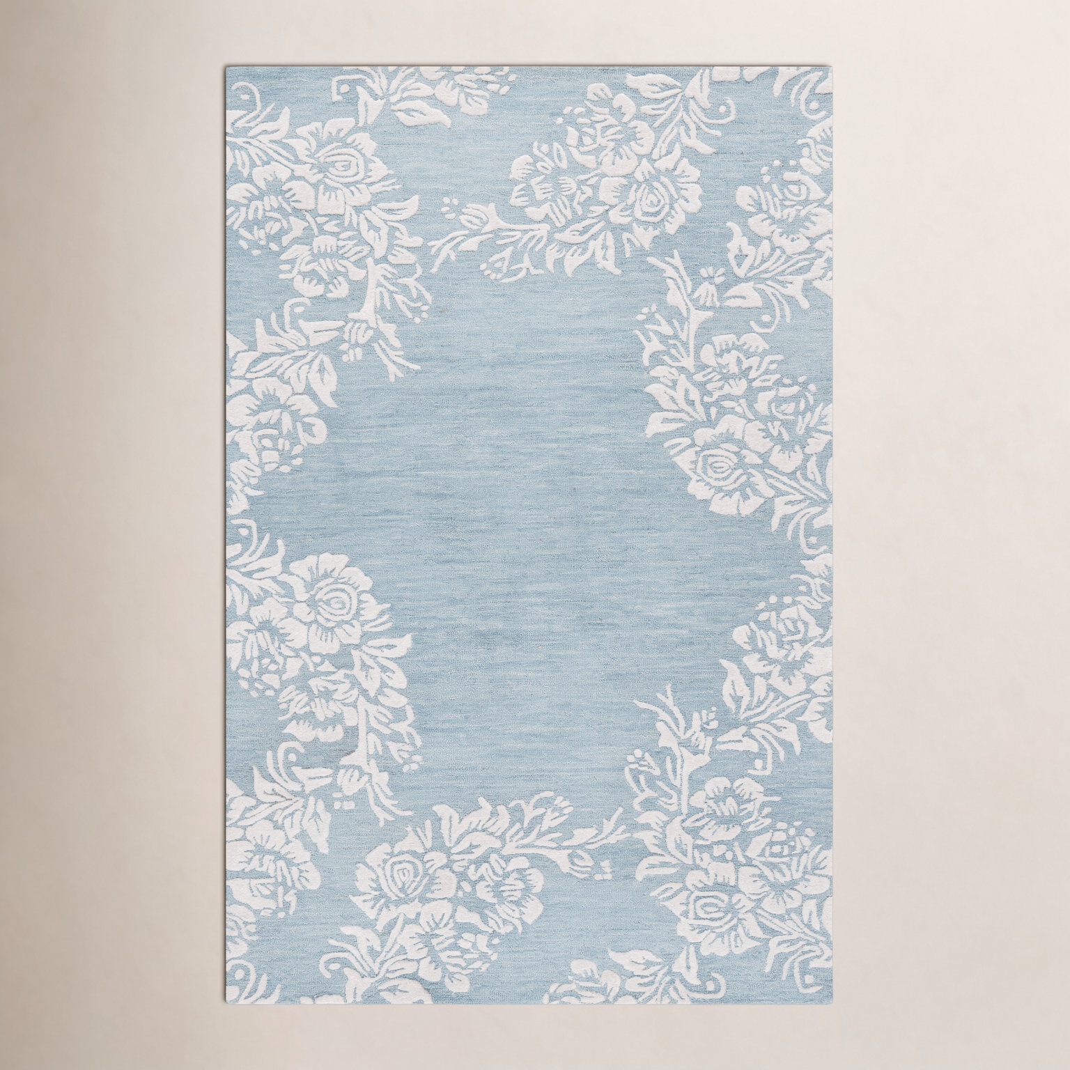 Hand-Tufted Wool Floral Rug, Rectangle 9' x 12'