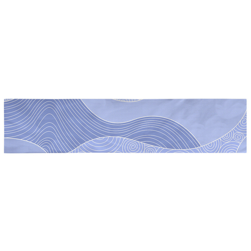 Chemin de table à ondulations tirées à la main Avicia, 72 po x 16 po, Bleu, Polyester