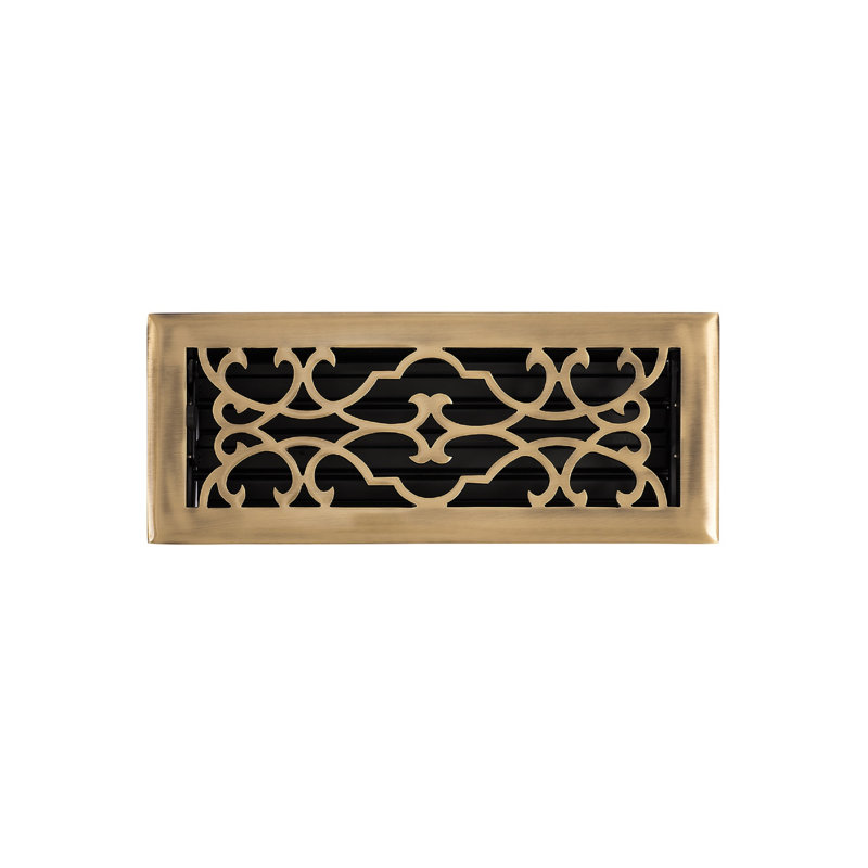 Registre de plancher victorien en métal, l 4 po x L 12 po, Laiton antique