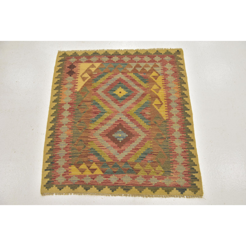 Tapis de zone en laine noué la/brun 3 pi 3 po x 3 pi 6 po one-of-kind-the main Lorain