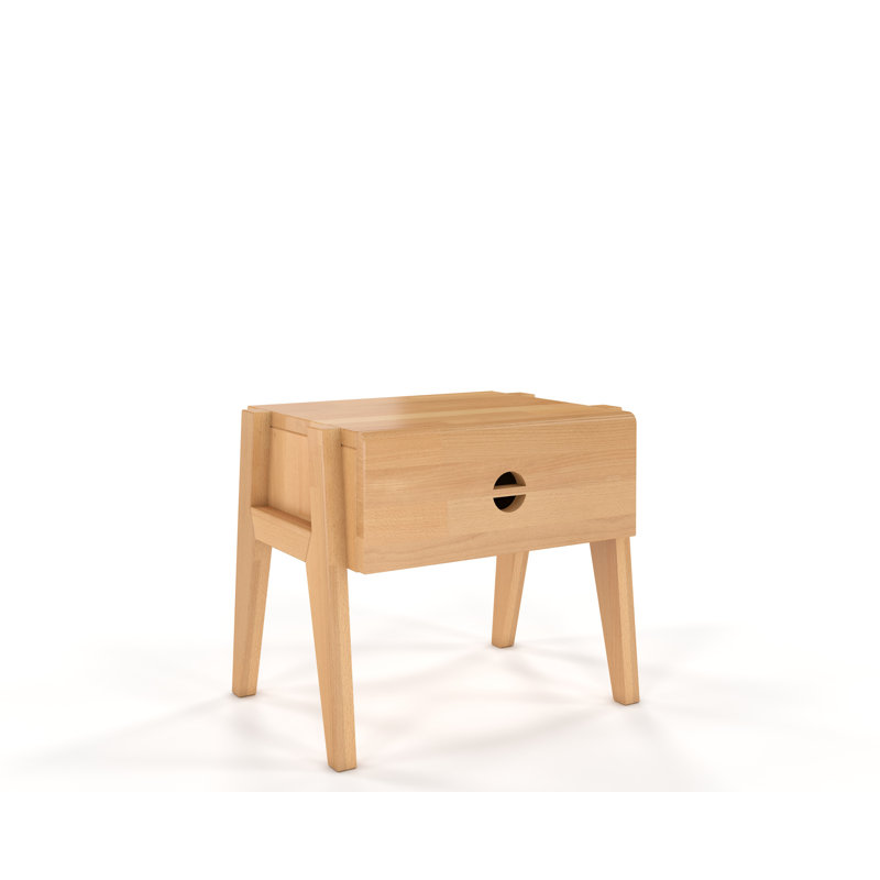 Eng 45cm W Manufactured Wood Bedside Table, Oak