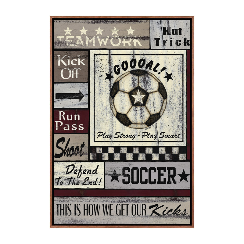 Soccer Soccer par Linda Spivey - impression d'art graphique, Pas de tapis, H 40 po x l 26 po x P 1,5 po