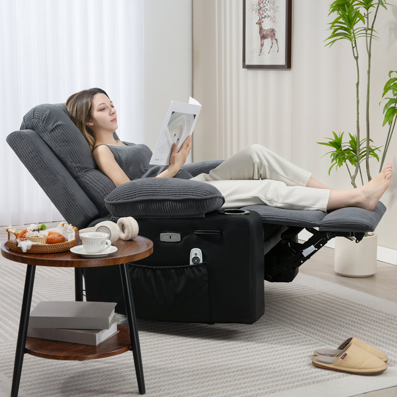 Aayansh Upholstered Recliner Heated Massage Chair, Yes, Grey