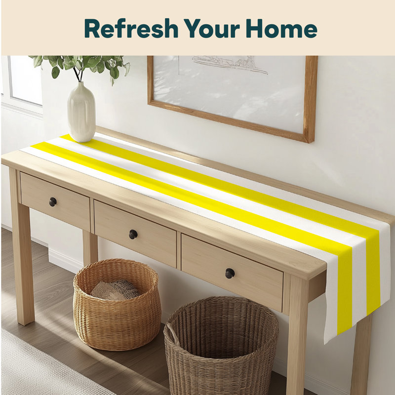 Yellow Striped Table Runner 72" x 12", 72" L x 12" W, Yellow