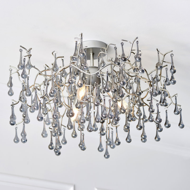 Hewes Nightan 3-Light Aged Silver Semi-Flush Light