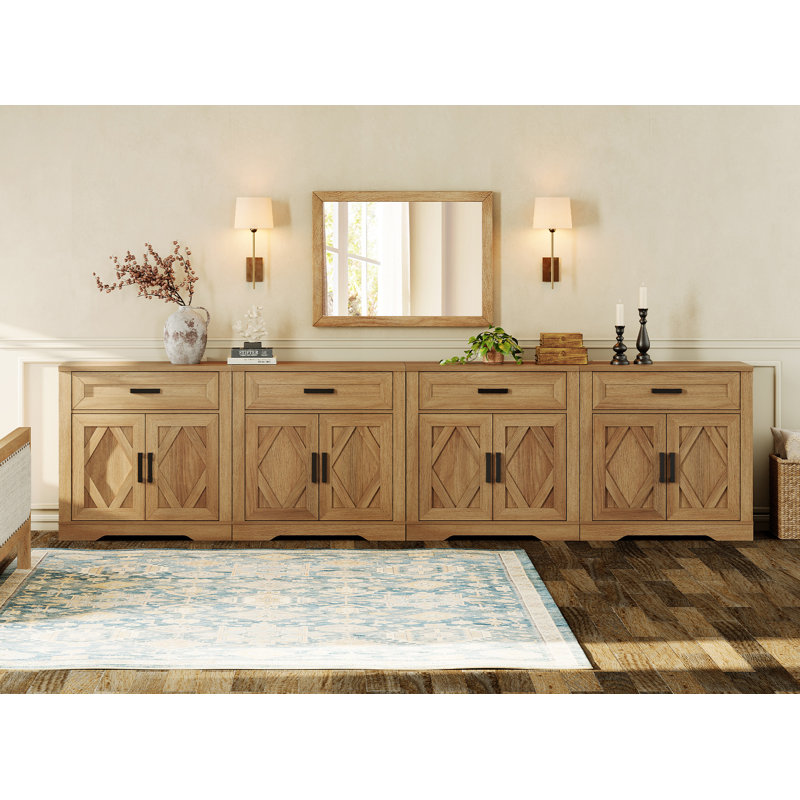 Laziza 126" W 4-in-1 TV Stand, Walnut
