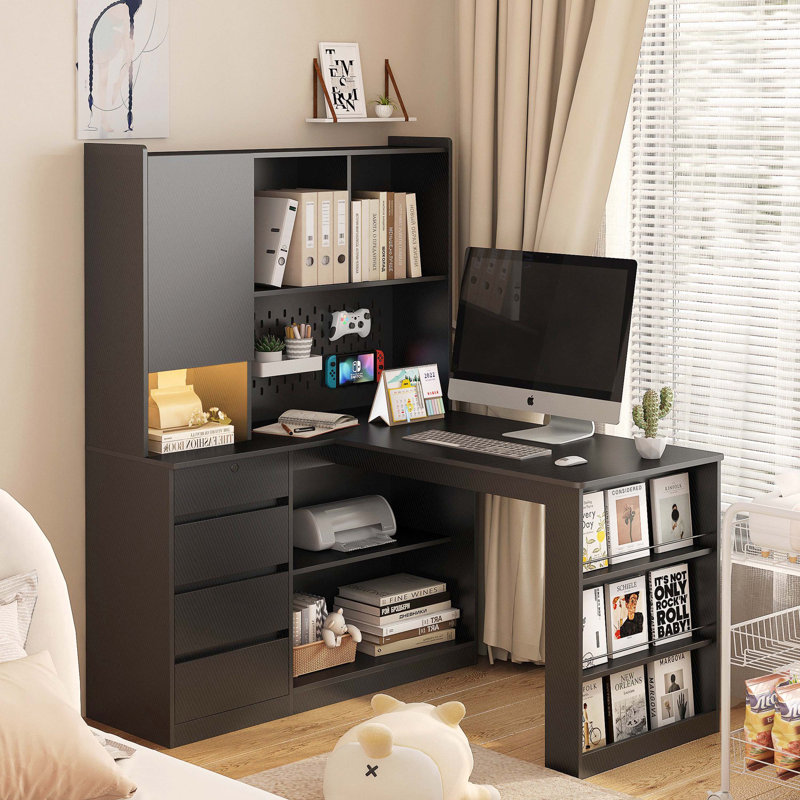 Bureau en L avec éclairage à DEL et port de charge