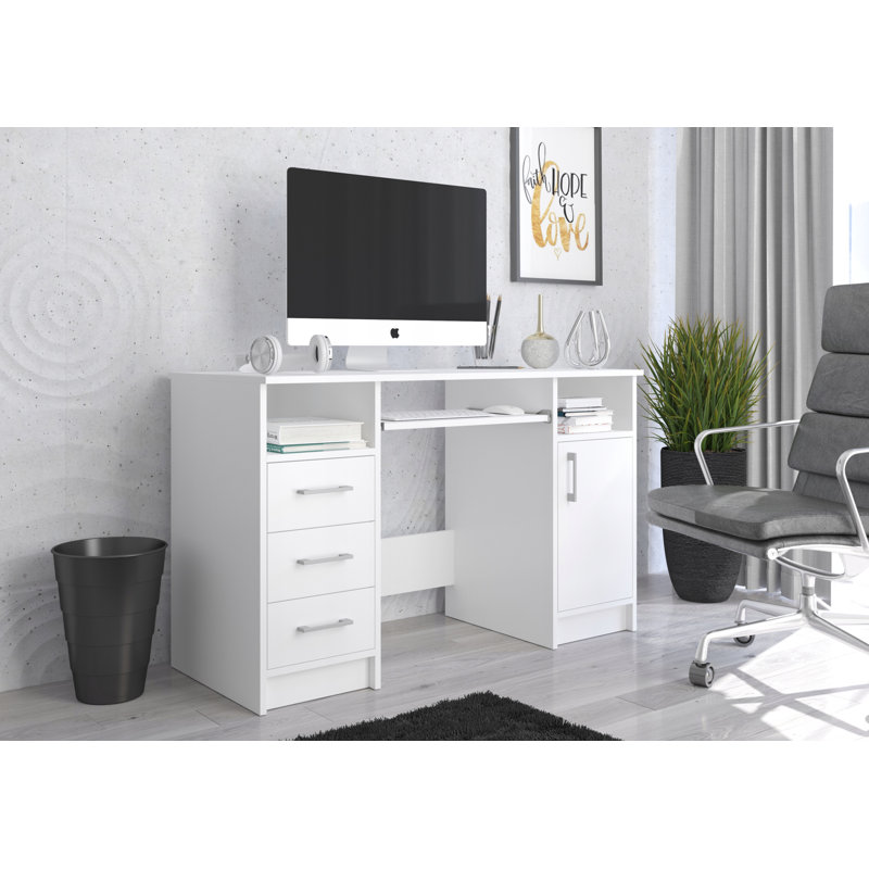 Ansaldo Computer Table, Highgloss Sand Grey