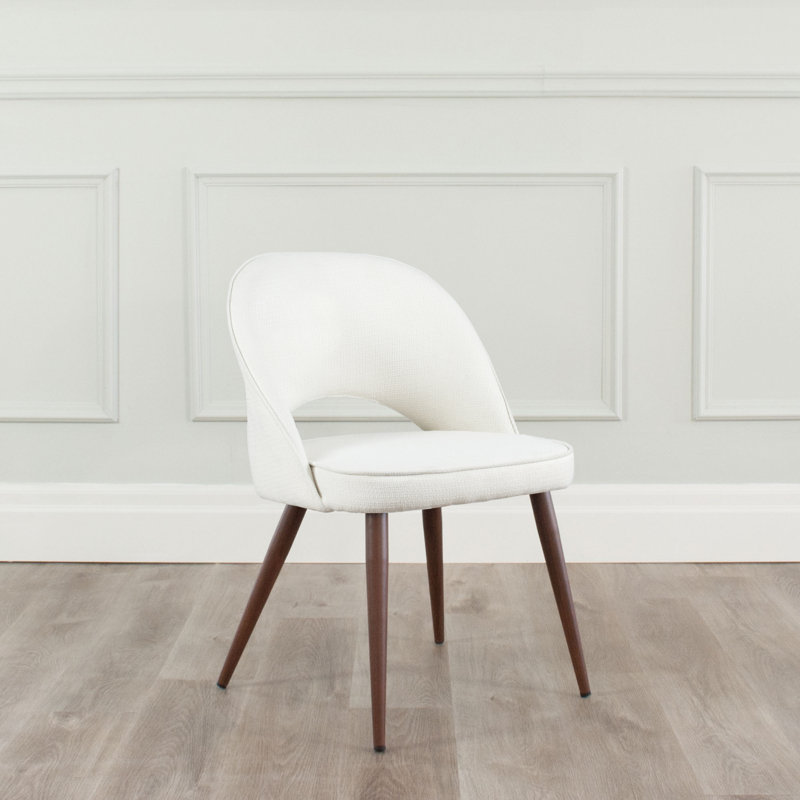 Chaise d'appoint en tissu Albeiro, Noyer, Blanc cassé
