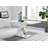 Edzard Chrome & White High Gloss Dining Table Set with 6 Luxury Faux Leather Dining Chairs-1302508628