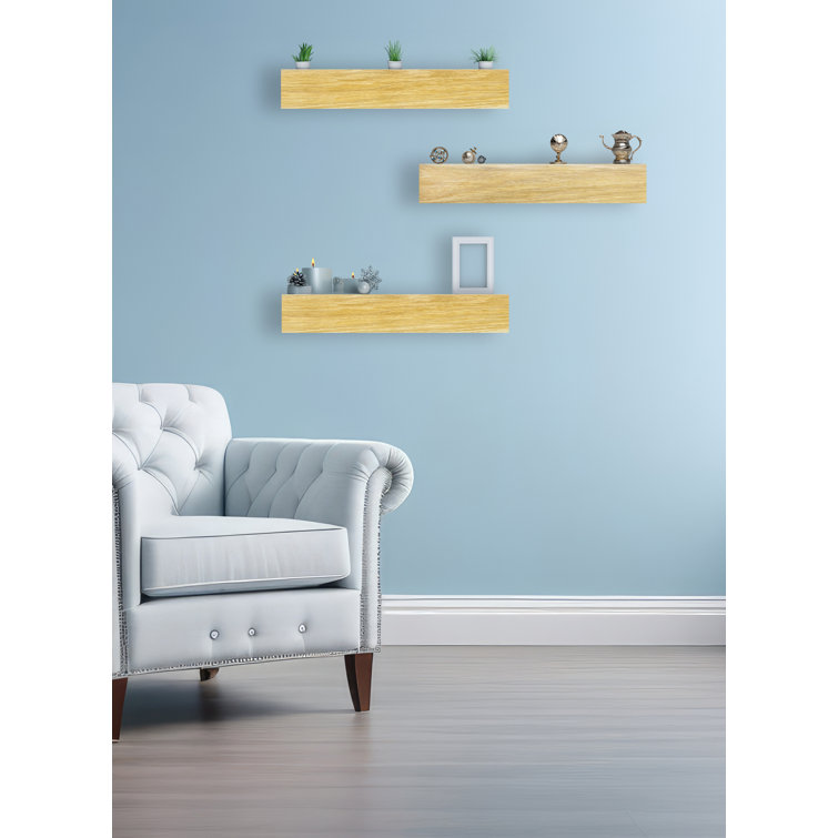 Emerald Lee 3 Piece Oak Floating Shelf