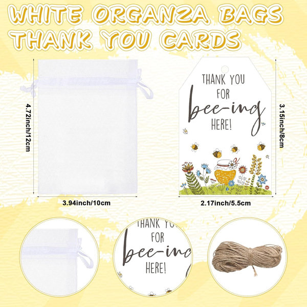 Bee Baby Shower Favors 60 Sets - Sweet As Can Bee Acrylic Shot Glasses With Thank You Cards