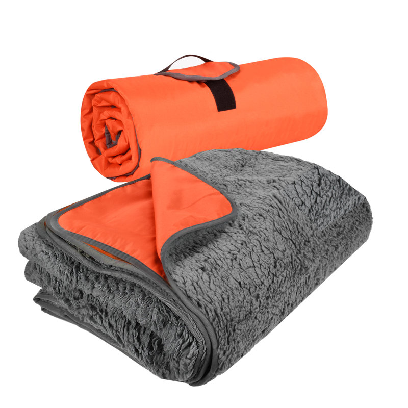 Tirrinia Outdoor Waterproof Blanket, Orange/Gray, 59" W x 79" L