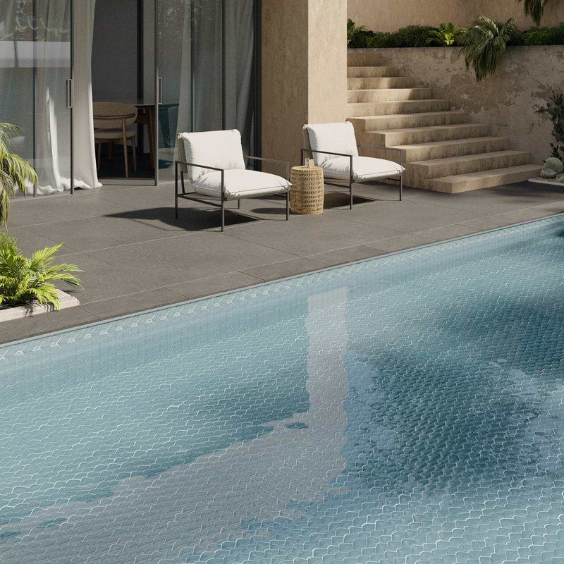 Suki 2X3 Fishscale Matte Mosaic Tile, Blue