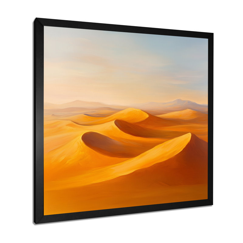 Lumière des dunes d'ambre - Toile encadrée du désert, H 24 po x l 24 po, Cadre photo noir