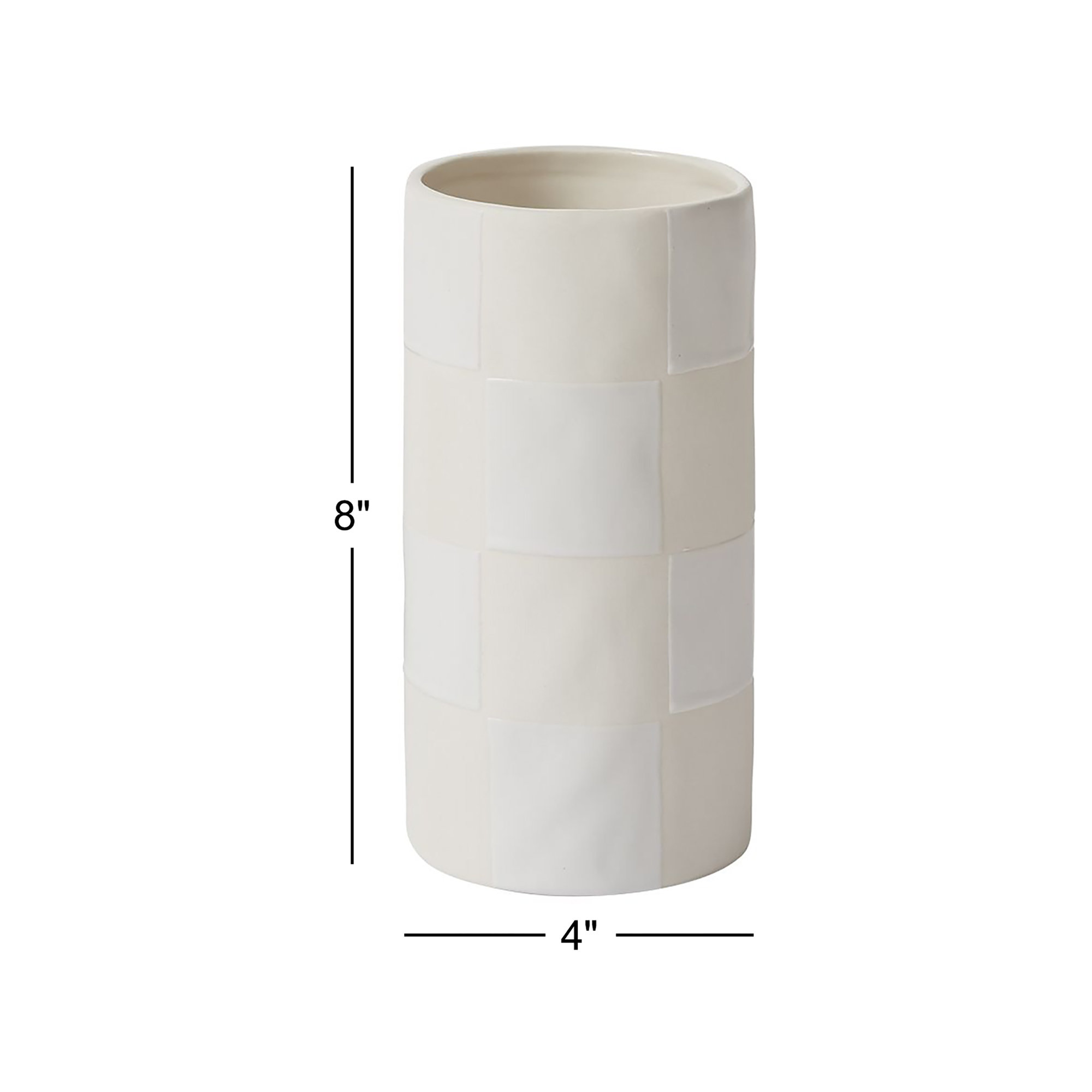 Cleveland Handmade Ceramic / Porcelain Table Vase, Off-White, 8" H x 4" W x 4" D