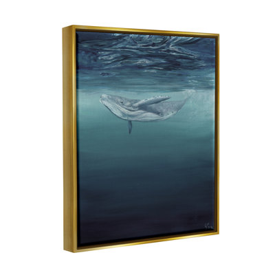 Baleine nageant sous l'eau par Stupell Industries par Georgie Harrison