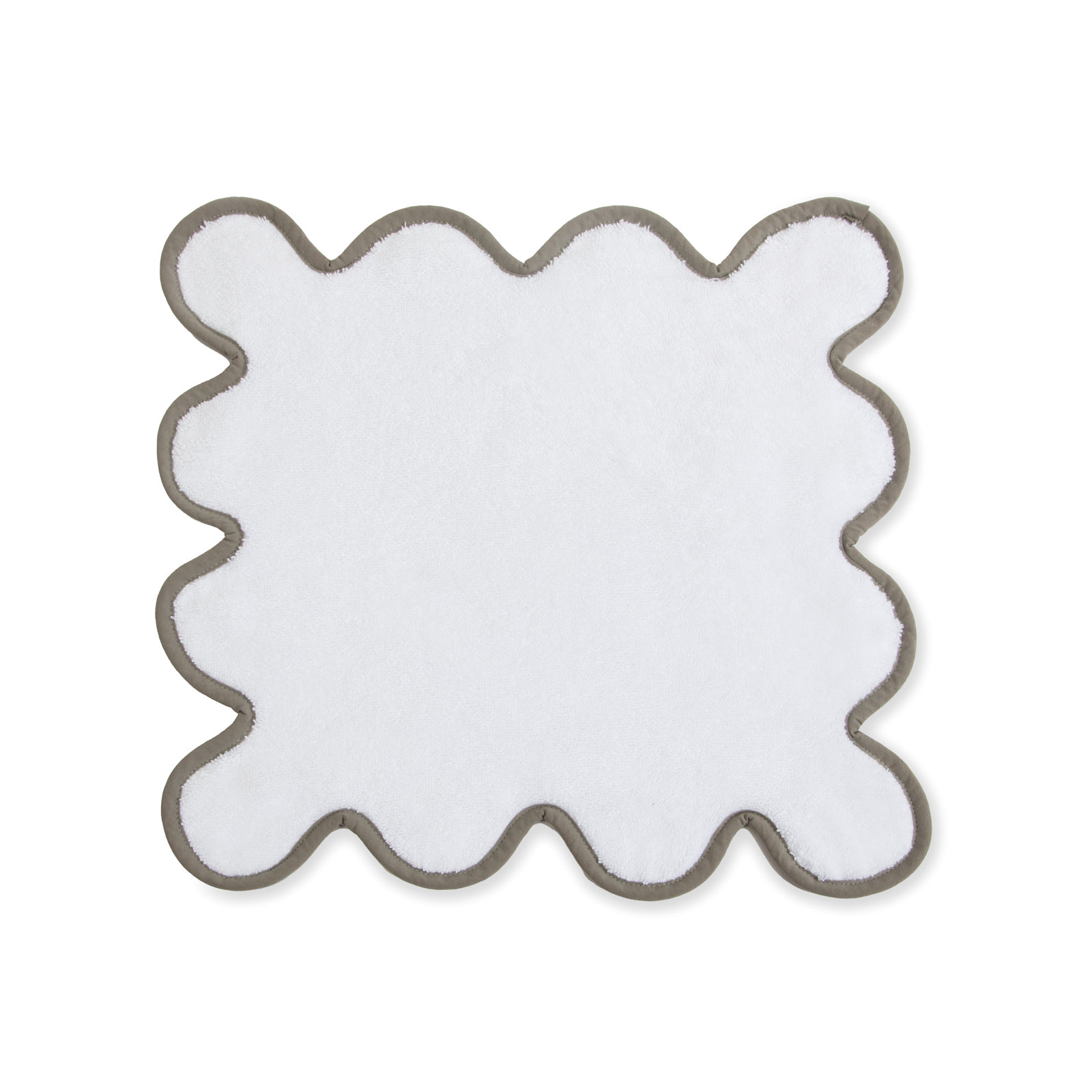 Lowney Scalloped Cotton Hand Towel, White/Gray, Hand Towel