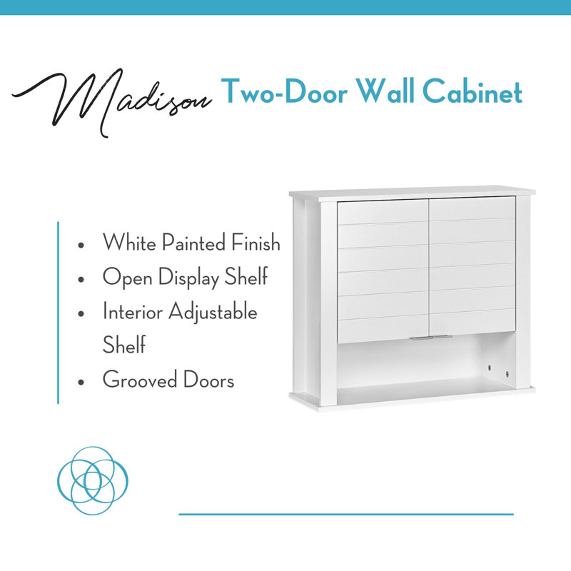White MDF Two-Door Wall Mounted Storage Cabinet