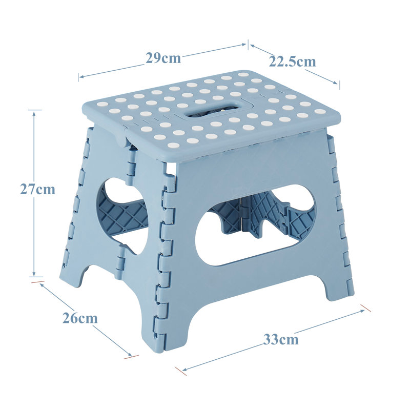 Hachiro 27 cm Folding Step Stool, Non-Slip Surface Portabl Foldable Stool with Carry Handle, Heavy Duty to Support for Living Room, Kitchen, Bathroom