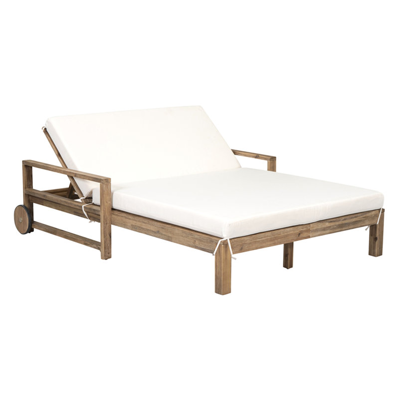 1-Piece Farmhouse-Styled Wooden Outdoor Sunbed For Ultimate Relaxation Outdoor Daybed Seating 2 People, White