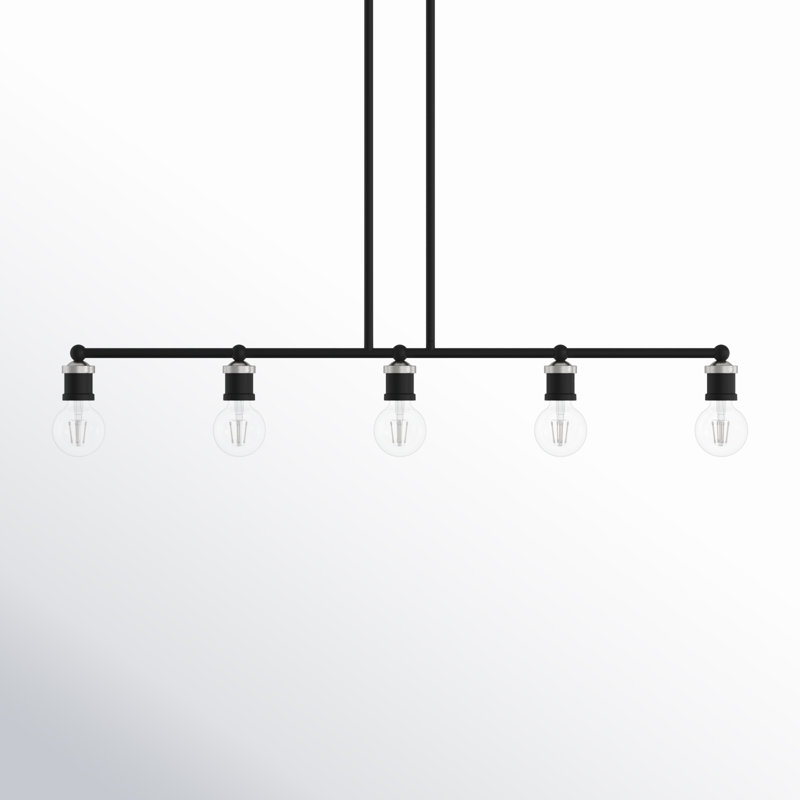 Grogan 5 - Light Steel Dimmable Kitchen Island Chandelier, Black/Brushed Nickel
